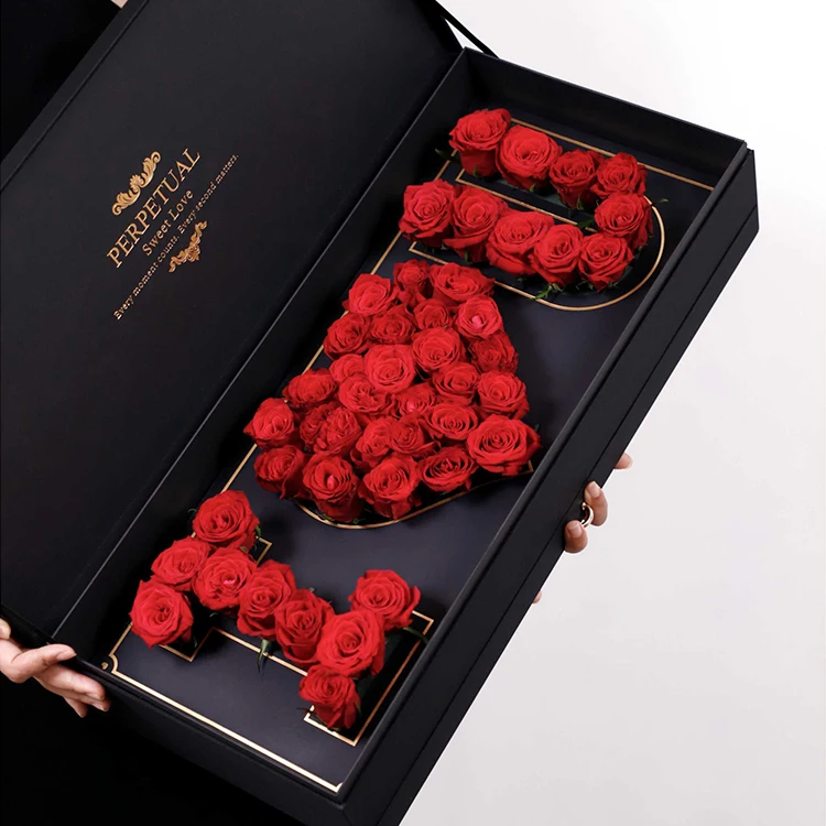 Huyun Love 1314 double drawer flower gift box satin fabric with mud rose box Valentine's day eternal flower box