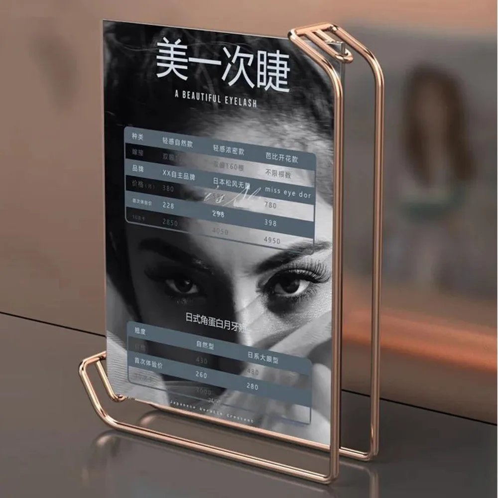 8 Inch 160x220mm Home Desktop Decoration Metal Wedding Art Photo Picture Frame Table Number Menu Paper Acrylic Sign Holder Stand