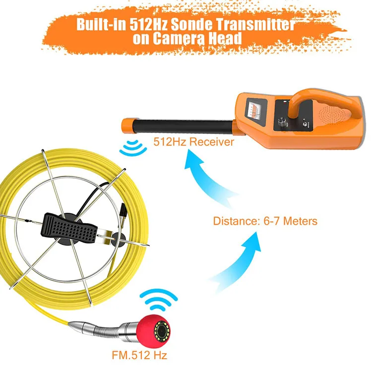 Factory Price Endoscope 512 HZ Self Leveling Industrial 23 mm Sonde Head Drain Pipe Inspection Sewer Camera with Locator