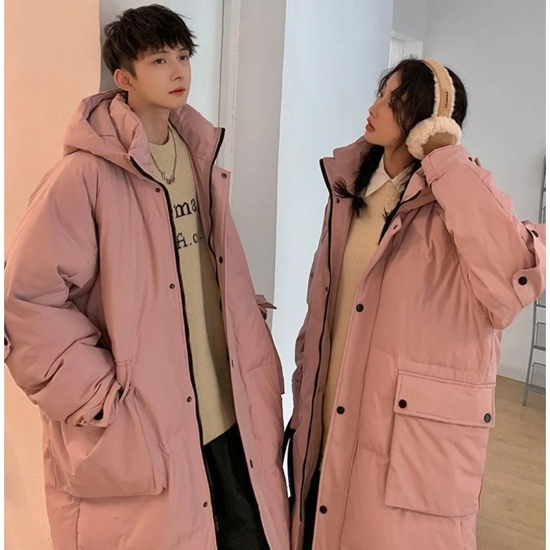 

Верхнее пальто, новый пуховик для пар, зимний свободный теплый толстый бестселлер с капюшоном до колена, модный топ, модный индивидуальный теплый