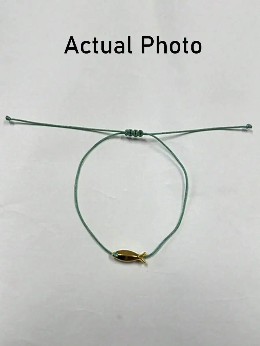 

Adjustable Green String Fish Pendant Anklet For Women Minimalist Beach Resort Jewelry