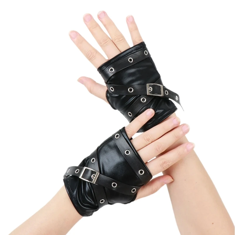 قفازات قابلة للتنفس بدون أصابع، نمط حلقة معدنية للأنشطة الخارجية، نصف إصبع #4