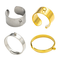 5pcs Stainless Steel 3/5/6/10mm Adjustable Rings with Loop Blank Base Settings For DIY Jewelry Making Supplies Components Crafts