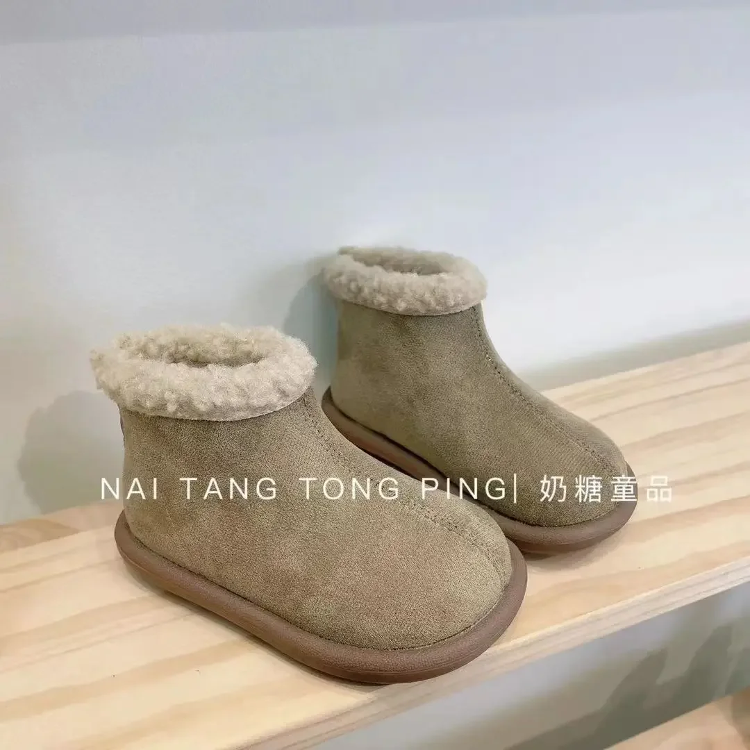 2024 موضة أحذية أطفال الشتاء أفخم الدافئة الاطفال الثلوج الأحذية طفل دافئ حذاء طفل لينة وحيد طفل رضيع الأحذية