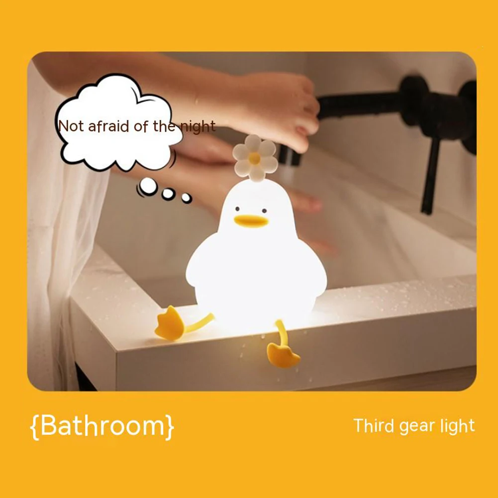 Imagem -04 - Cute Duck Night Light For Kids Brilho Ajustável Controle de Toque Lâmpada de Cabeceira de Silicone Níveis 110x131x147 mm 1.5w