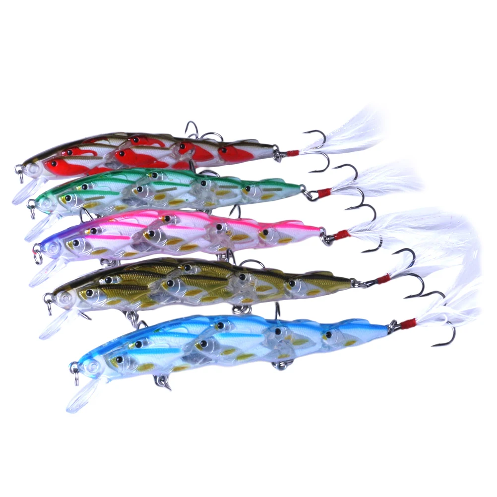 

5pcs 11.5Cm 15. Group Fish Lures Lifelike Plastic Fishing Baits Bright Color Attract Big Fish Ocean Lake Fishing