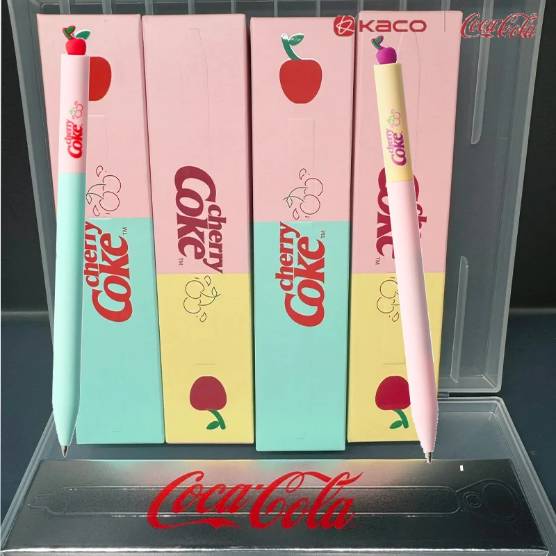 Bolígrafo KACO Coca-Cola Cherry Coke Signature de 0.5 mm, Doble Punta, Secado Rápido, Diseño de Bloques de Color de Alta Moda, Bolígrafos de Gel para Estudiantes, Herramientas de Escritura para Exámenes