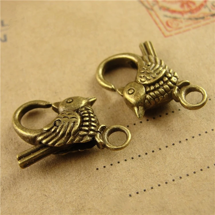 

40pcs 18x22 mm Animal Bird Shape Lobster Buckle Trap Clasp Hooks Alloy Antique Bronze Keychain Keyrings Jewlery Findings Choker