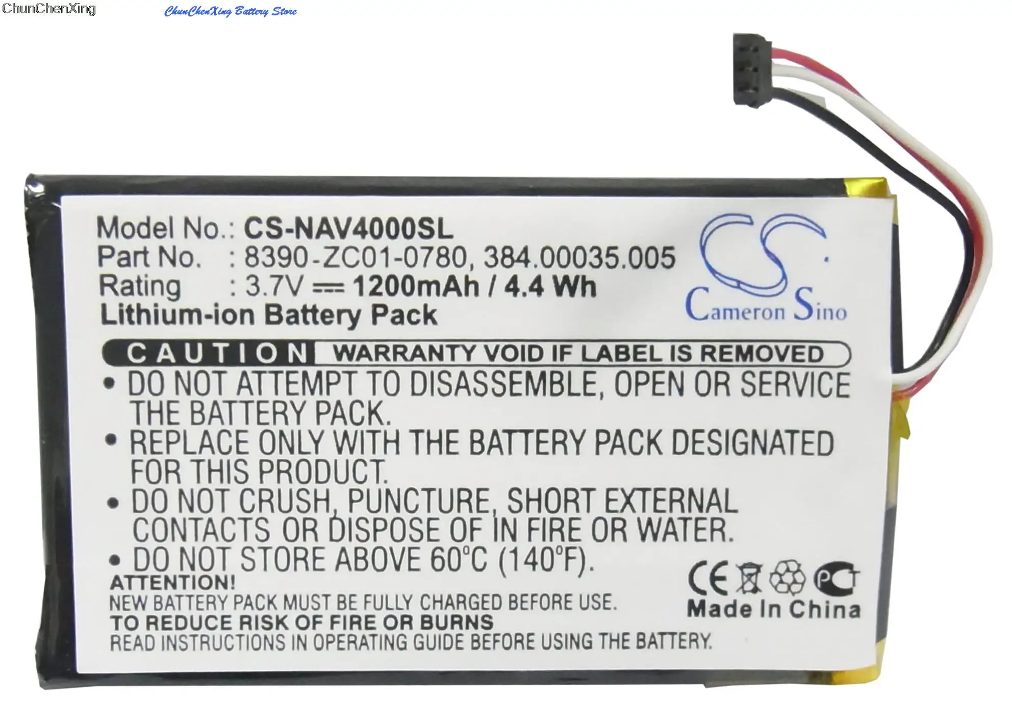 Cameron Sino 1200mAh Battery 384.00035.005, 8390-ZC01-0780 for Navigon 40 Easy, 40 Plus, 40 Premiun