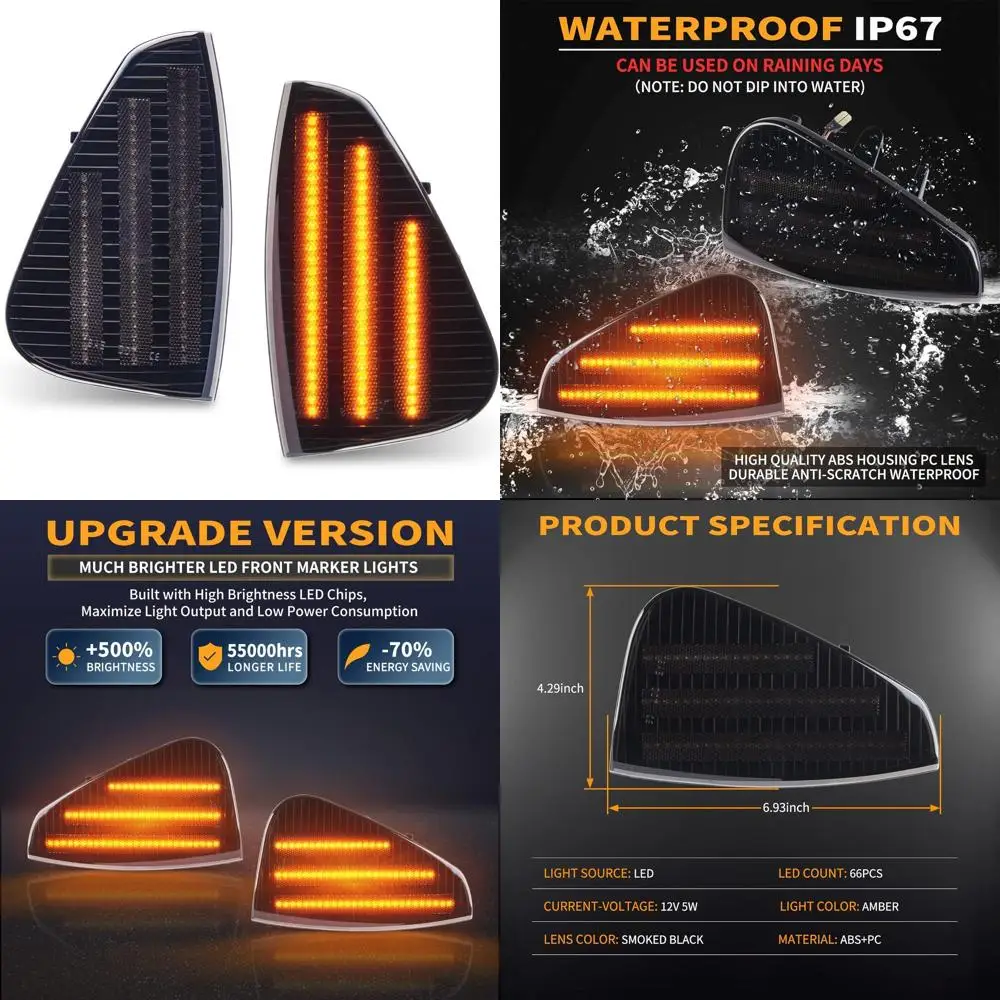 

Дымчатые черные светодиодные передние угловые боковые габаритные огни поворота для Dodge Charger 2006-2010 гг., 2 шт.