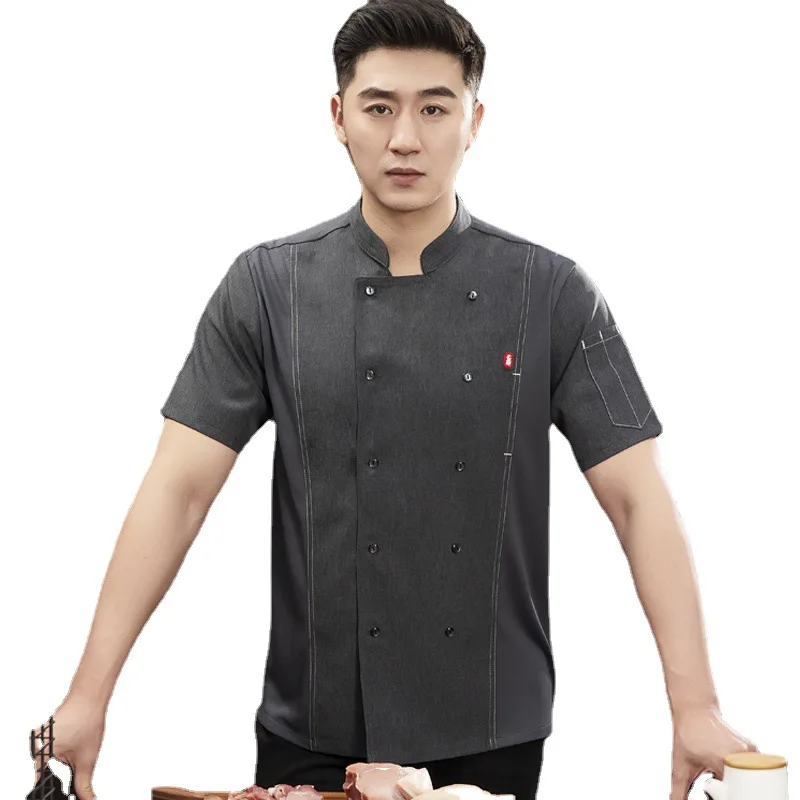 Uniforme de Chef de manga corta para hombre, monos de Chef de Hotel, Catering, restaurante, sala de Estar, comedor, trabajo trasero de cocina, Verano