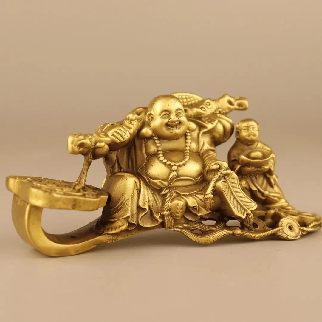 

Golden Laughing Buddha Statue Chinese Feng Shui Ruyi Buddha Statue Art Sculpture Maitreya Buddha Home Decoration Figure Sculptur