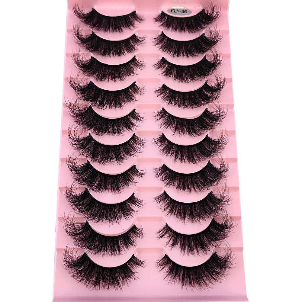 New 10Pairs 3D Super Fluffy False Eyelashes Wispy Faux Mink Eyelashes Cat Eye Dramatic Lashes Eyelash Extension Makeup maquiagem