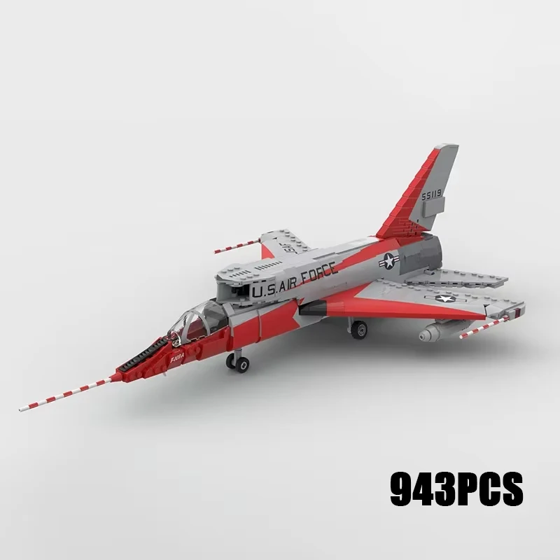 

Military Series Moc Building Blocks 1:35 Scale F-107 Ultra Sabre Technology Aircraft Bricks DIY Assembly Fighter Toys For Kids