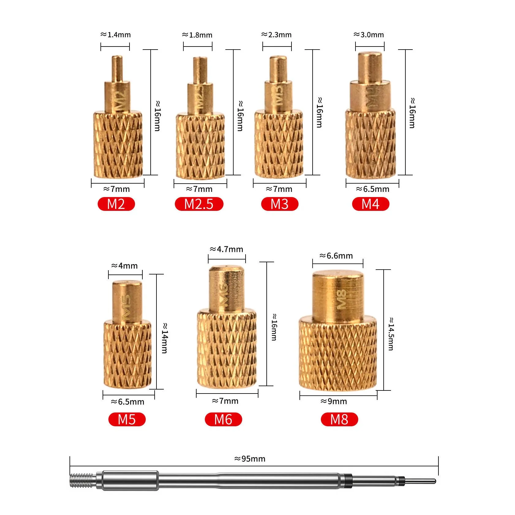 Professional T245 Brass Hot Pressing Head Kit For M2 To M8 3D Printing Fast Heating Sturdy Design For FDM Projects