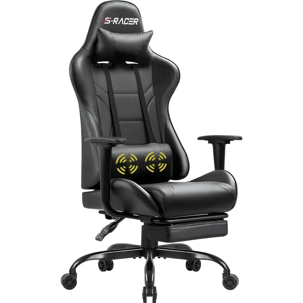 

Gaming Massage Computer Office Chair Ergonomic Desk Chair with Footrest Racing Executive Swivel Adjustable