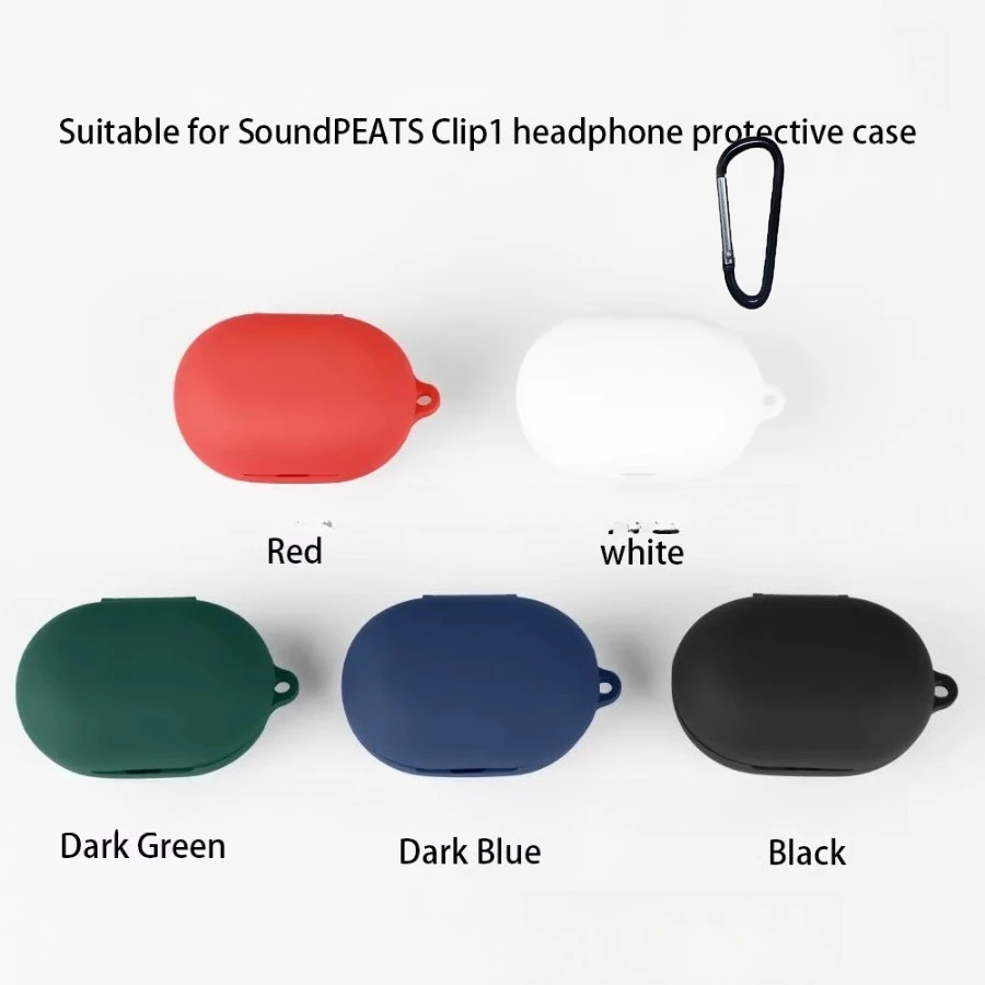 For SoundPEATS Clip1 Case Solid Color Silicone Shockproof Bluetooth Earphone Cover for SoundPEATS Clip 1 hearphone box fundas view 3