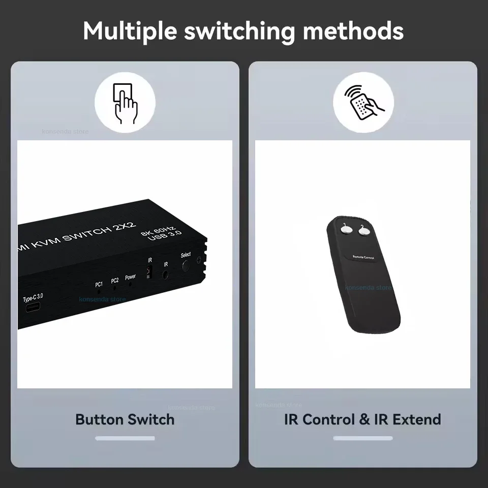 8K HDMI Displayport KVM-переключатель 2x2 4K @ 120 Гц Двойной монитор HDMI DP USB3.0 Переключатель 2 в 2 выхода Расширенный дисплей Поделиться Клавиатура Мышь