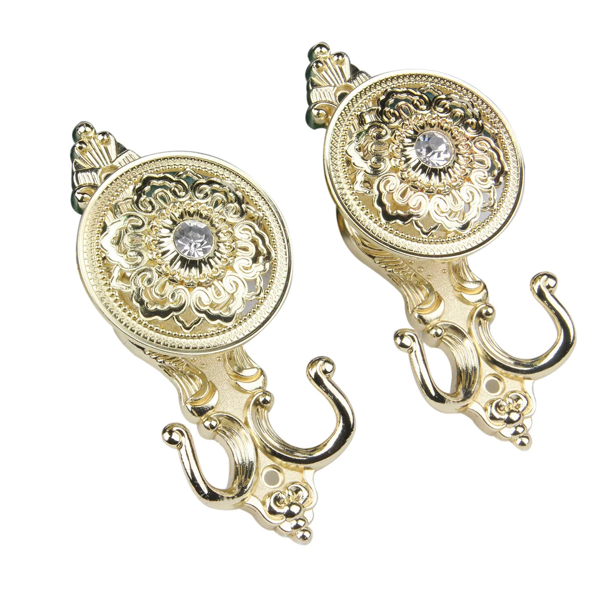 

Distinctive Rose Style Curtain Holdbacks Tieback Hooks Bright Golden 16x4cm Perfect for Any Home Decor Rose Curtain Hook
