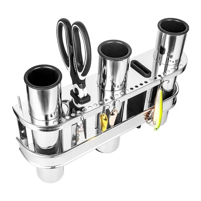 HOTB72A Fishing Rod Holder 2 Layers 3 Tube Marine Design For Boat, Yacht Garage Storage Rack