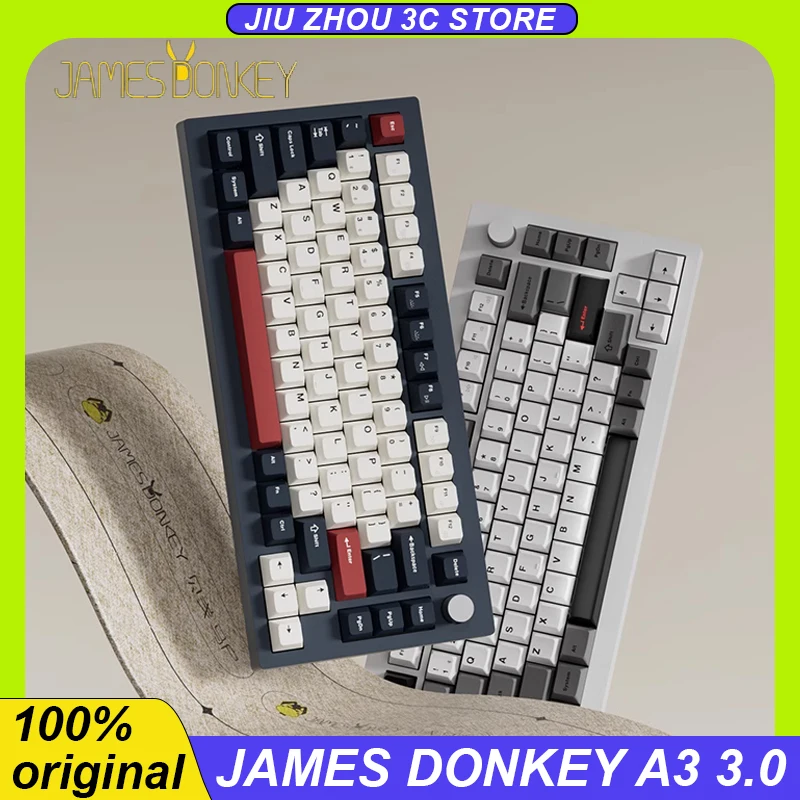 James Donkey A3 3.0 Mechanical Keyboard With Knob Three Mode 2.4g Wireless Bluetooth 75% QMK Gasket Pro Custom Gaming Keyboard