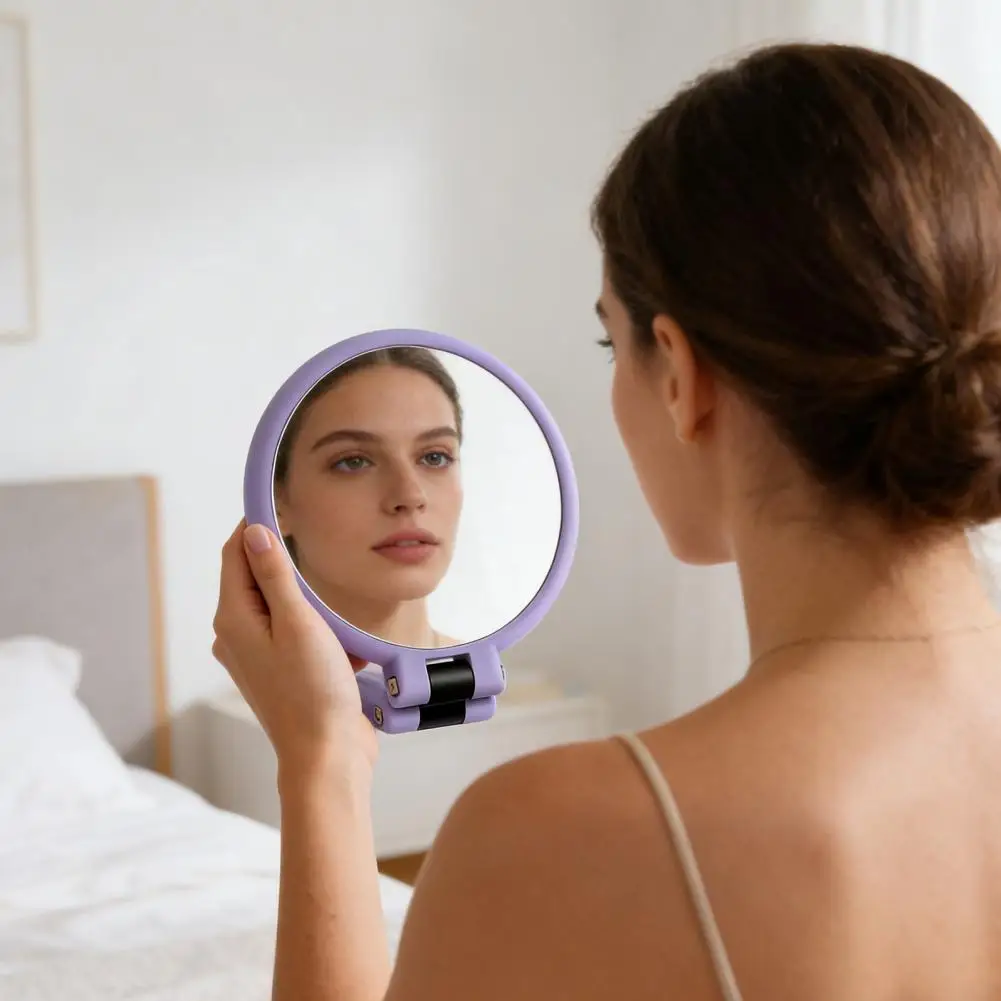 Cute 50X Handheld Mirror Rotation with Handle Makeup Mirror Adjustable Double Sided Folding Magnifying Mirror