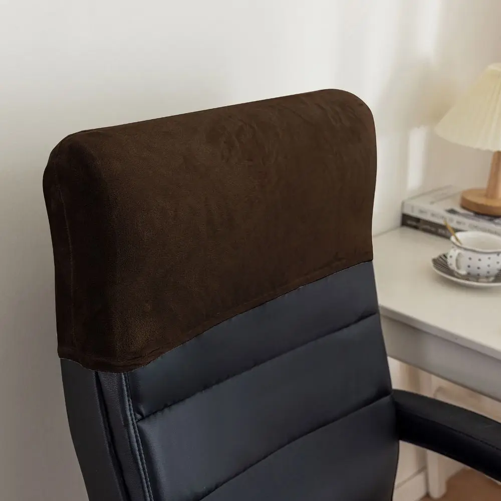 Dust-proof Chair Back Cover Velvet High Elasticity Chair Office Headrest Solid Color Comfortable Executive Chair Half Cover