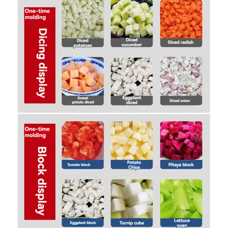 Máquina de corte comercial, cortadora de patatas, eléctrica, multifunción, para cortar en dados de rábano