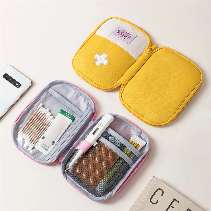 1PC Mini Portable Medicine Bag Travel First Aid Kit Medicine Bag Storage Bag Survival Kit Medicine Box Outdoor Emergency Camping