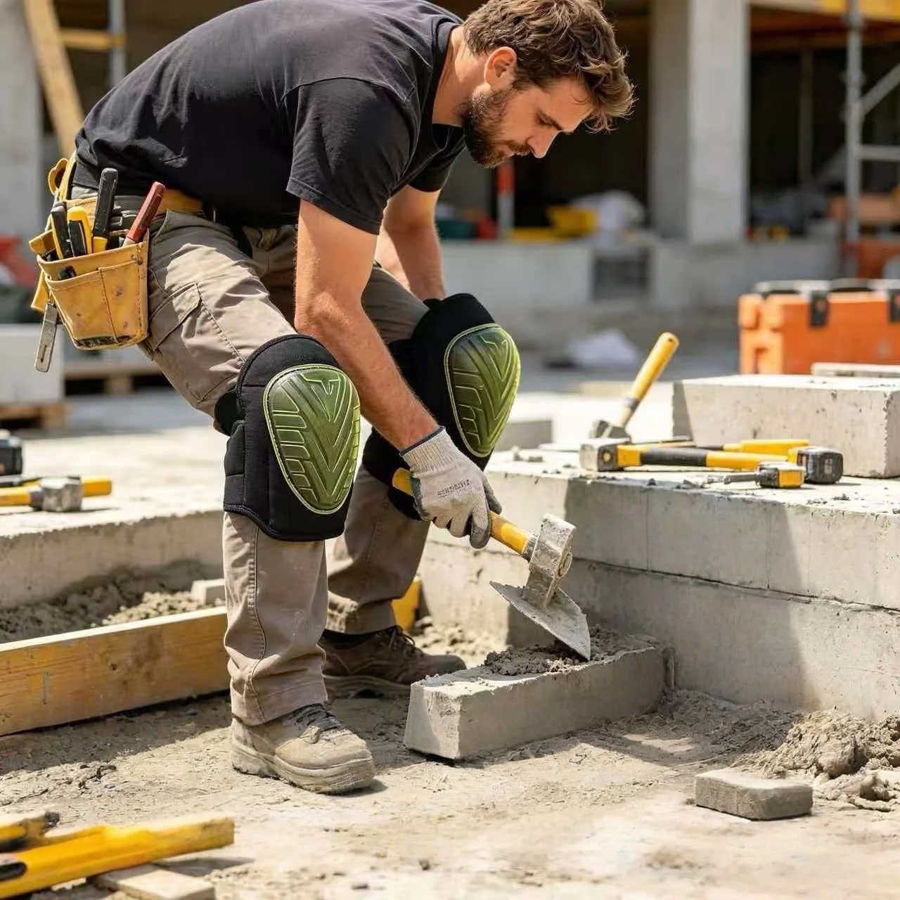 2PCS Extended‑Length Industrial Knee Pads, thickened and anti‑slip. Ideal for construction sites, gardening, renovation jobs