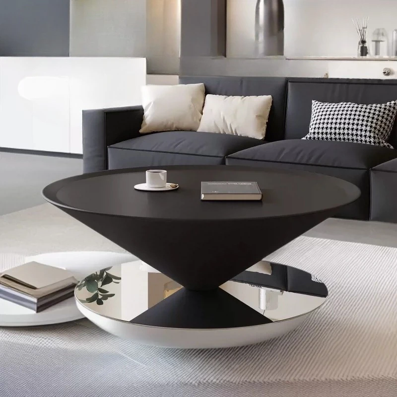 

Modern Minimalist Black Matte Cone Coffee Table Mirror Stainless Steel