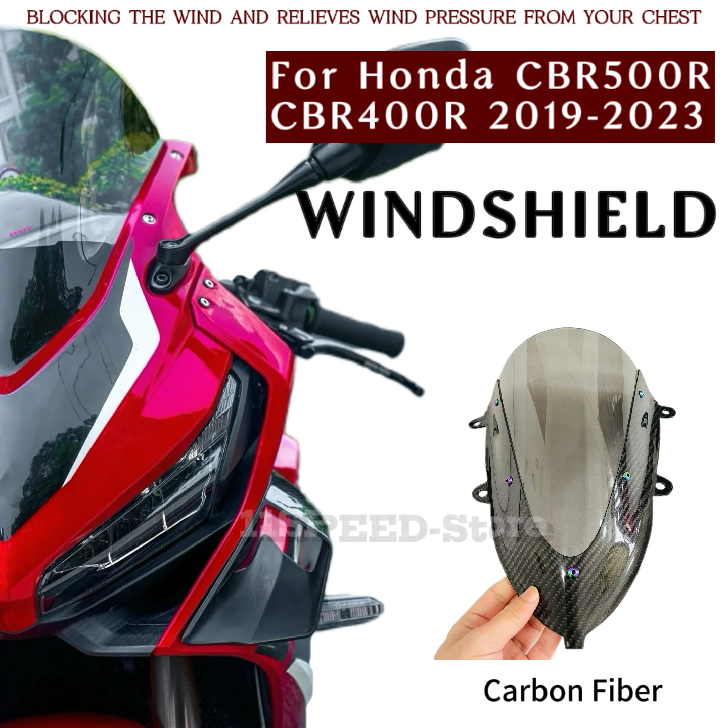 

Windscreens For Honda CBR500R CBR400R 2019-2023 Carbon Fiber Windshield Wind Deflectors Visor Glass