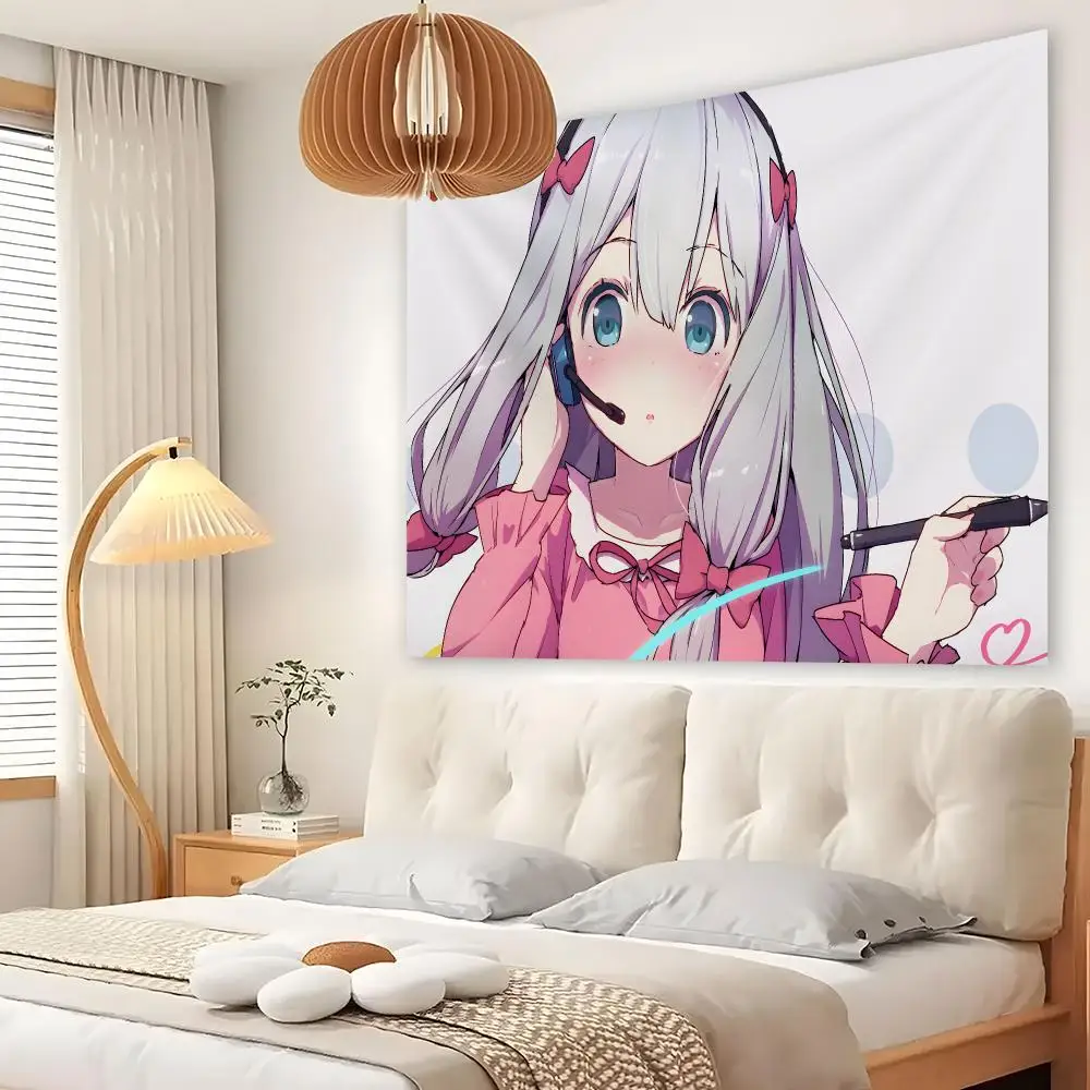 Anime I-Izumi S-Sagiri Tapestry Custom Living Bedroom Party Dormitory Interior Wall Bohemian Decoration Attached Clip