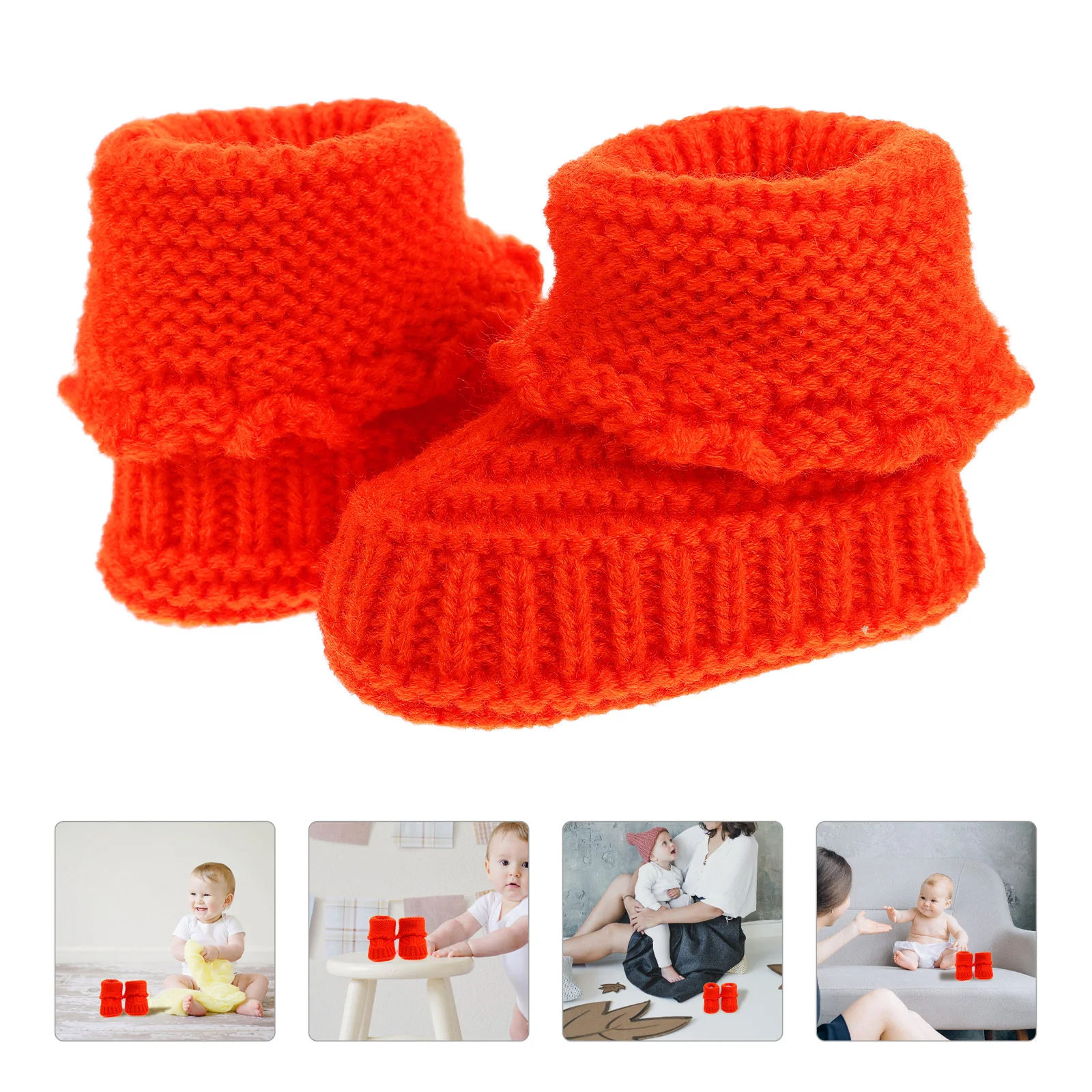 

6pcs 1 Pair Baby Booties Newborn Handmade Knitting Infant Soft Comfortable Warm Winter Footwear Cotton Hand Crochet Booties For