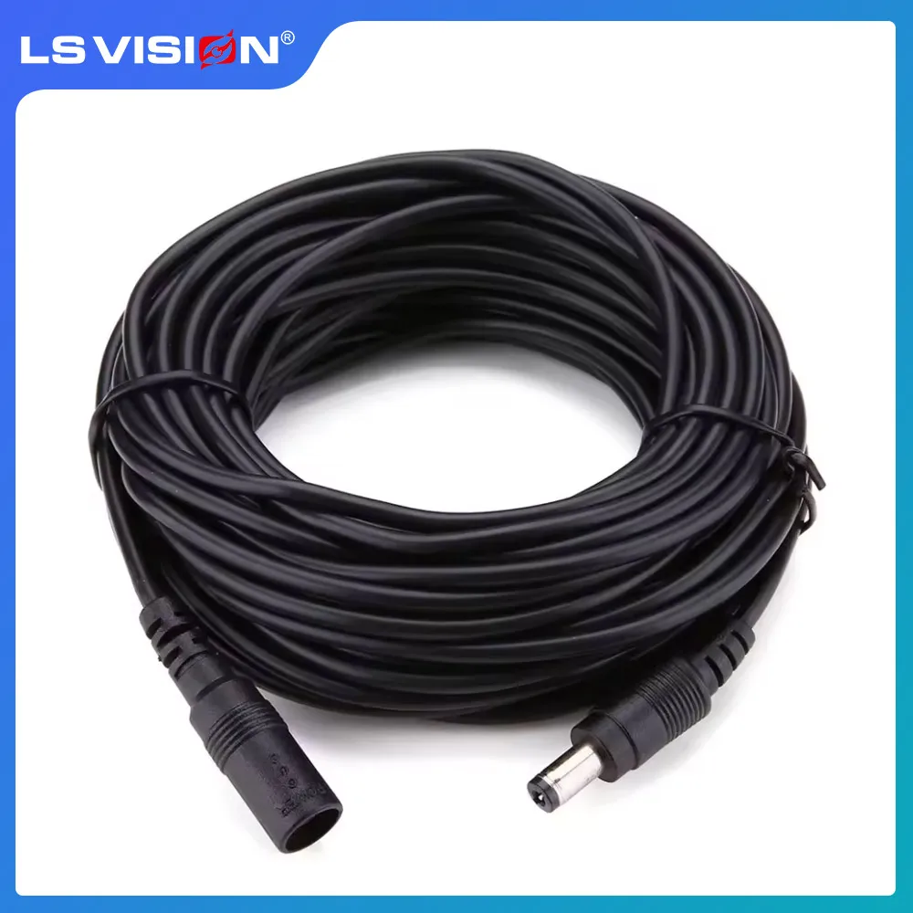 LS VISION 5M 16.5FT Przedłużacz DC 5.5x2.1mm Przedłużacz kabla zasilającego do kamery CCTV Taśma LED Przedłużacz 12 V
