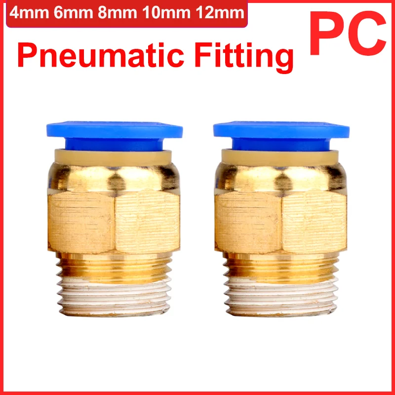 

50/100PCS Pneumatic Air Connector Fitting PC 4mm 6mm 8mm 10mm 12mm Thread 1/4" 1/8" 3/8 1/2 Hose Fittings Pipe Quick Connectors