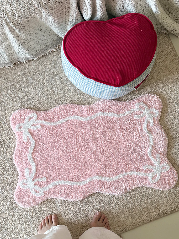 

Korean Style Bathroom Mat Home Use Absorbent Non-Slip Foot Pad Velvet Carpet Pad Machine Washable Home Decorative Rug