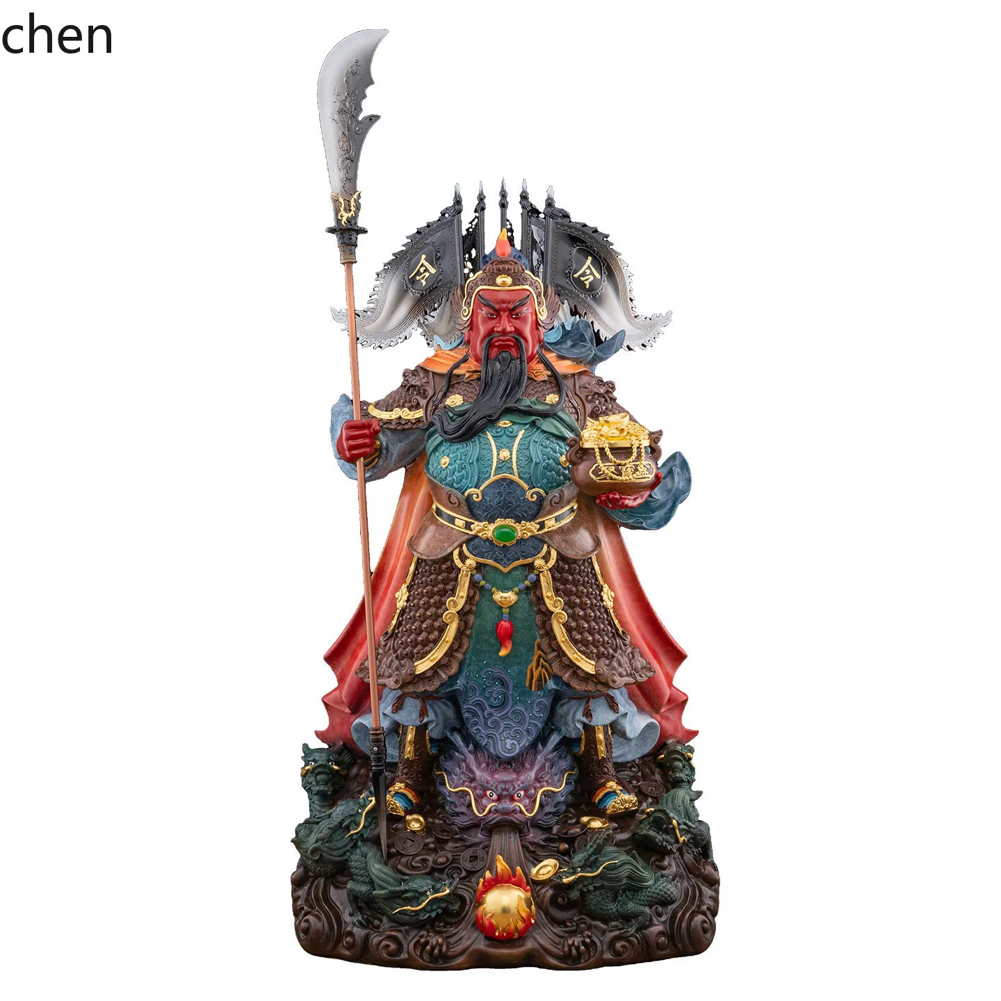Cz1 pure copper guan gong statue martial god of wealth  bring in wealth and treasure ornaments, worshiping guandi   statue