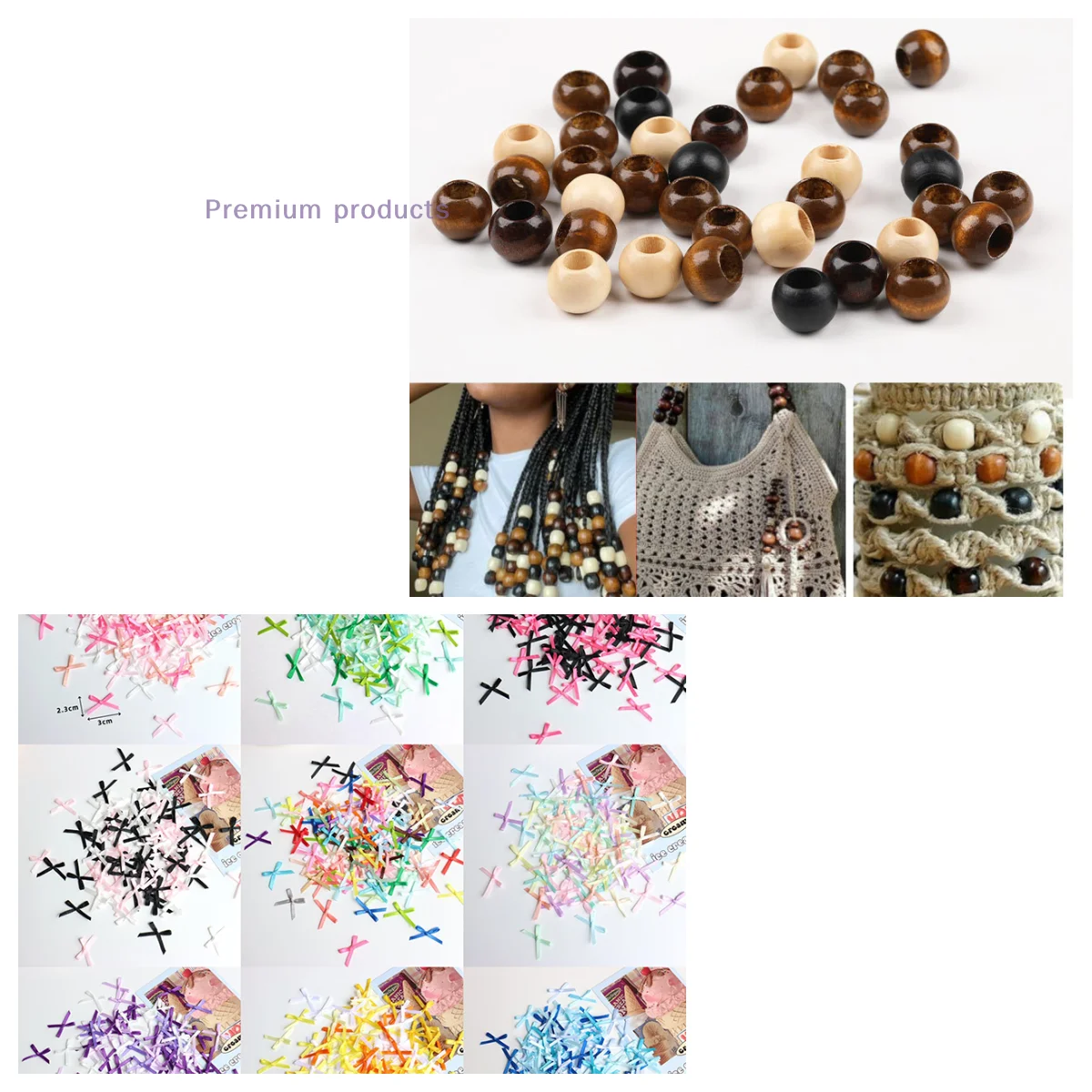 100PCS 5MM Large Hole Maple Wood Beads for DIY Jewelry Packaging Garment Accessories Crafting with Drawstring Pouch