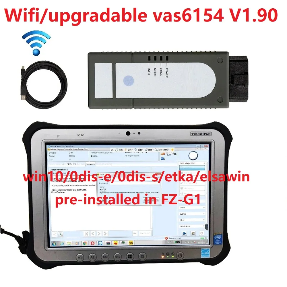 VAS6154 WIFI Engineering Service ETKA 8.3 ELSA 6.0 with FZ-G1 PAD ODIS-E V17.01 ODIS-S V23.01 SSD Better than 5054A support GEKO