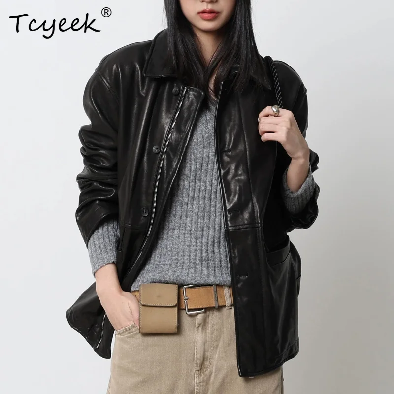 Tcyeek Genuine Leather Jacket Women Clothes Fashion Sheepskin Spring Women's Coat New Real Leather Coats Women Дубленка Женская