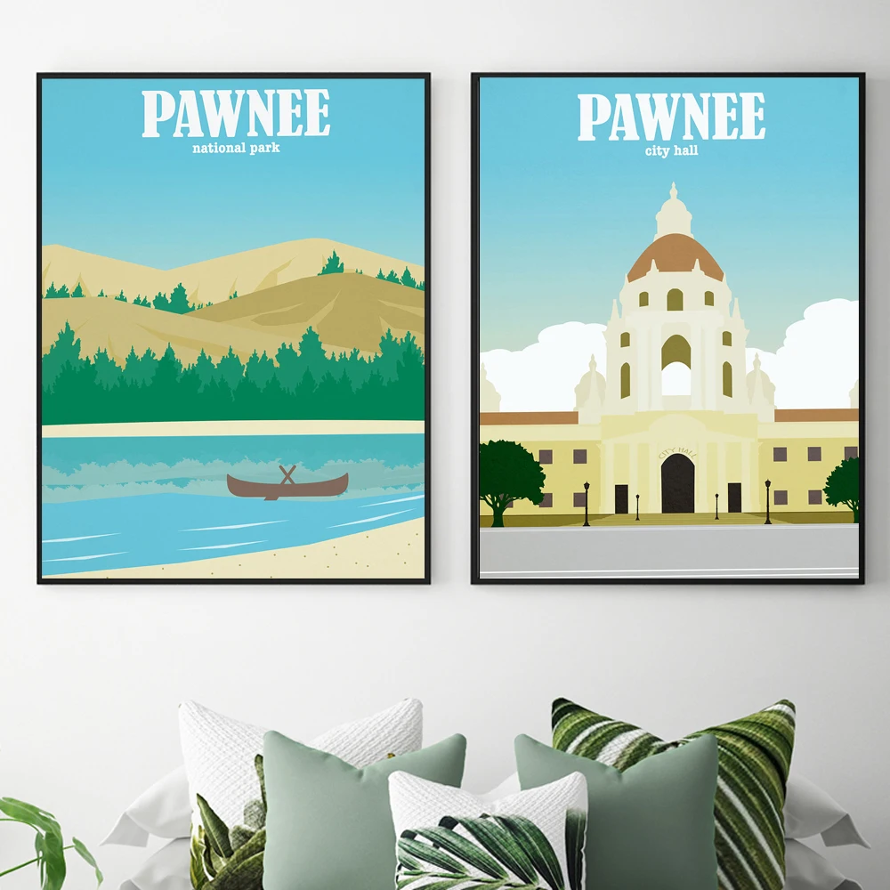 Hd Print Canvas Art Painting Parks and Recreation Pawnee National Park Print Vintage Travel City Landscape Posters Wall Pictu