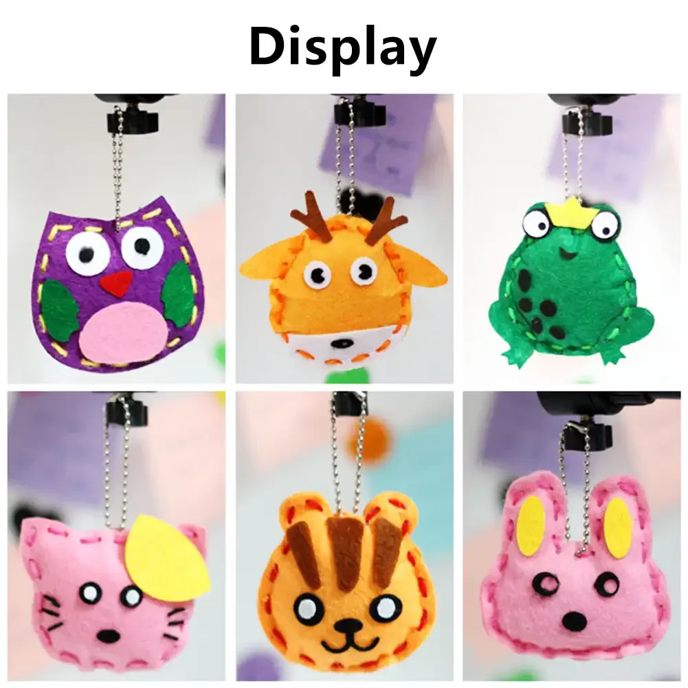 10Pcs/lot Handcraft Toys for Children Non-woven Fabric DIY Handmade Pink Bag Keychain Ornaments Arts Crafts Kits Creative Toy