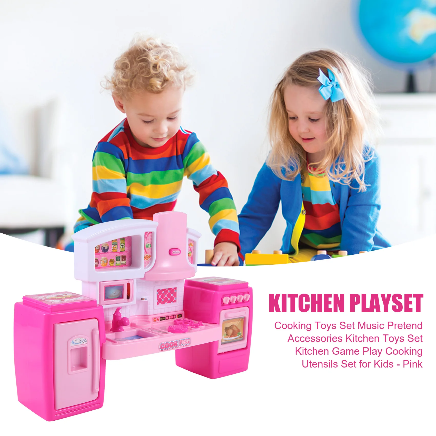 Juego de juguetes de cocina Música Accesorios de simulación Juego de juguetes de cocina Juego de cocina Juego de utensilios de cocina para niños - Rosa