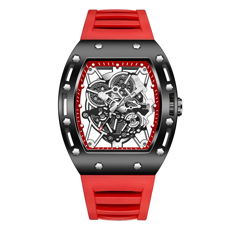 Luminous Waterproof Hollow Barrel Shaped Men's Quartz Watch Night Glow Watch Durable Wristwatch for Male Customers