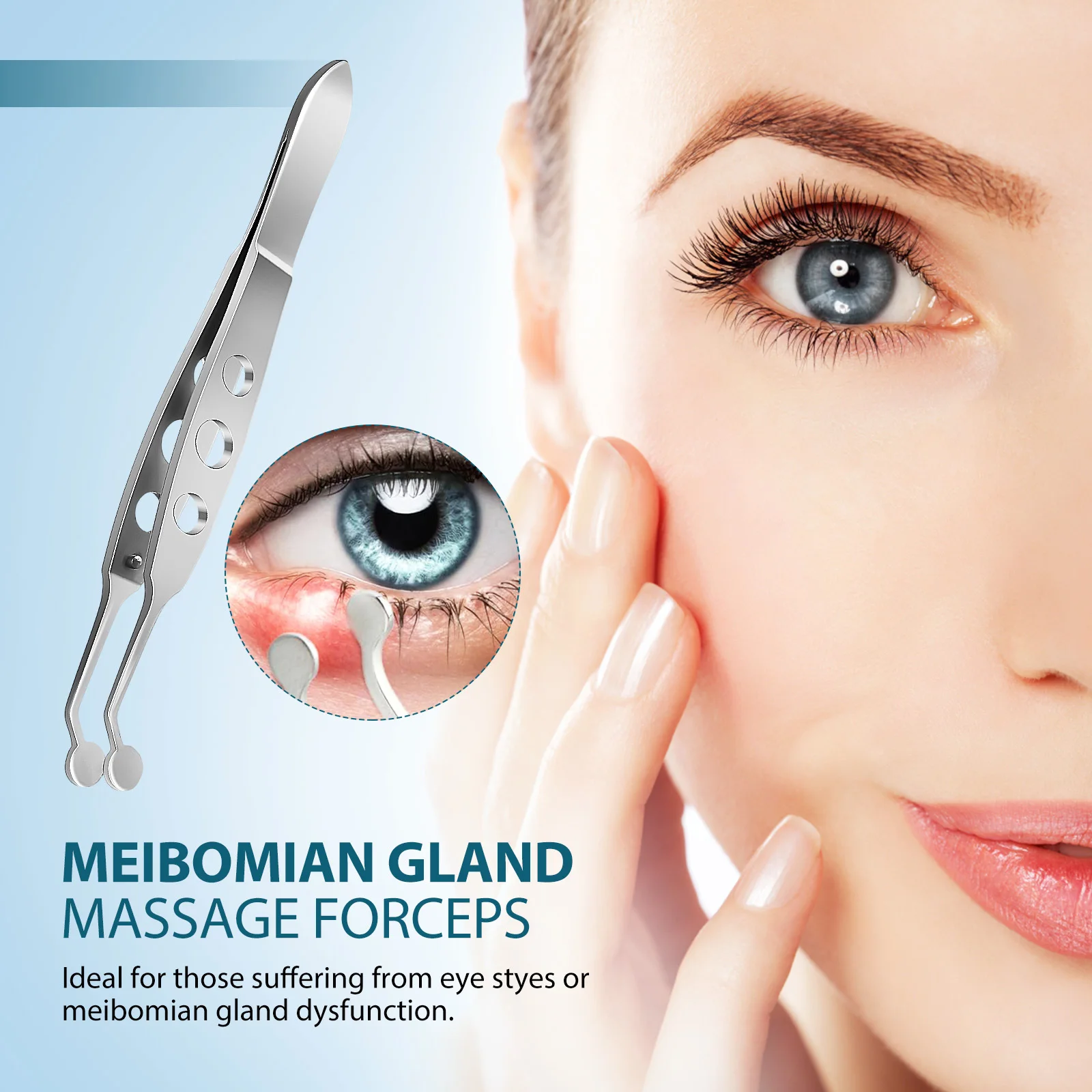 Pinzette per massaggio alle ghiandole Meibomian Punta rotonda per la terapia delle palpebre Borsa per occhi gonfi Strumento per la rimozione della calazio in rilievo Meibomian