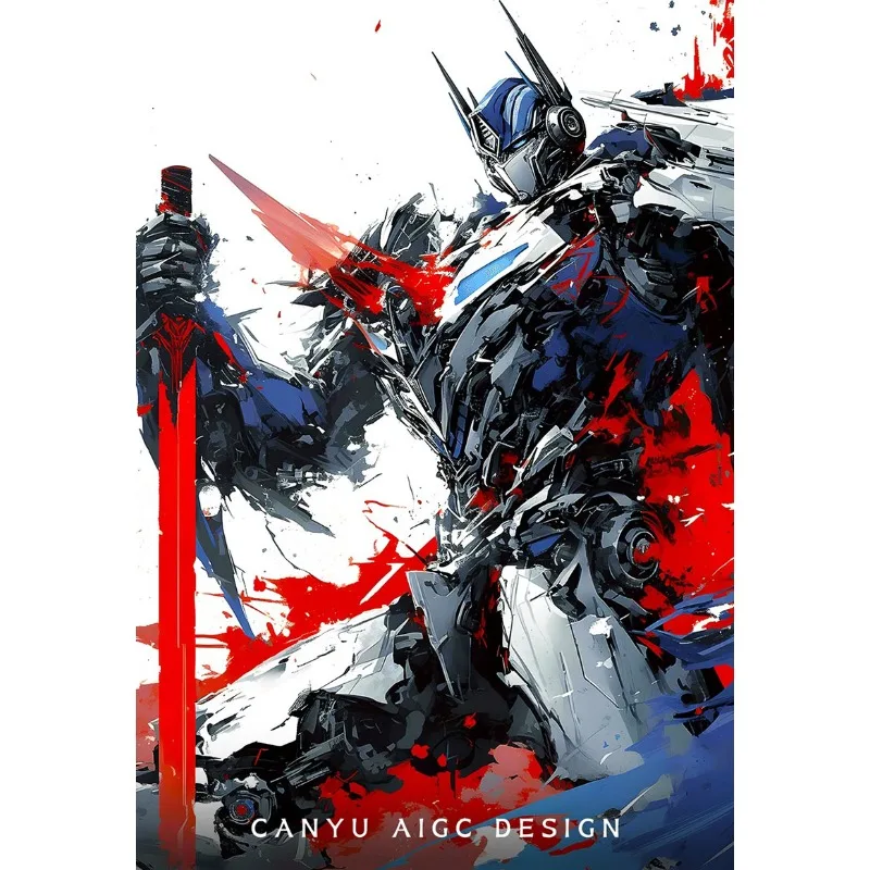 Movie Transformers Canvas Decorative Painting Poster Science Fiction Ink Mecha Optimus Prime Pattern Printing Room Holiday Gift - view 6