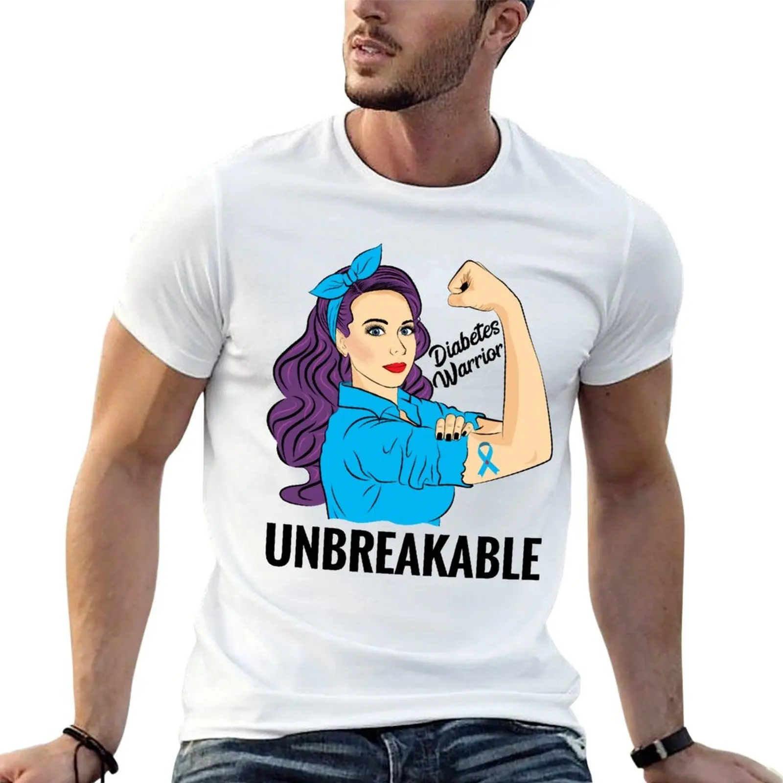 

Diabetes Awareness Warrior Unbreakable T-Shirt funny t shirts dark humor man t shirt cotton man t shirts for men casual T-Shirt