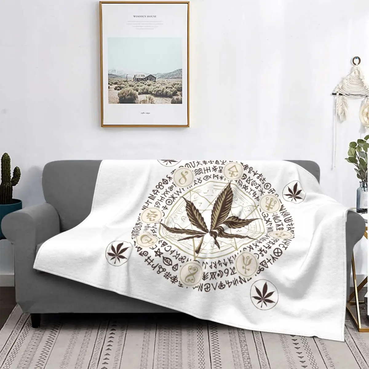 Leaf Runes Blanket Cover Amulet Mystery Tarot Plush Throw Blanket Home Couch Portable Lightweight Bedspread