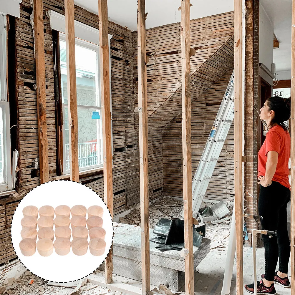 300Pcs Wood Plug Furniture Replacement Accessories Screw Hole Covers Decorative Round Head Plugs for Woodwork Furniture